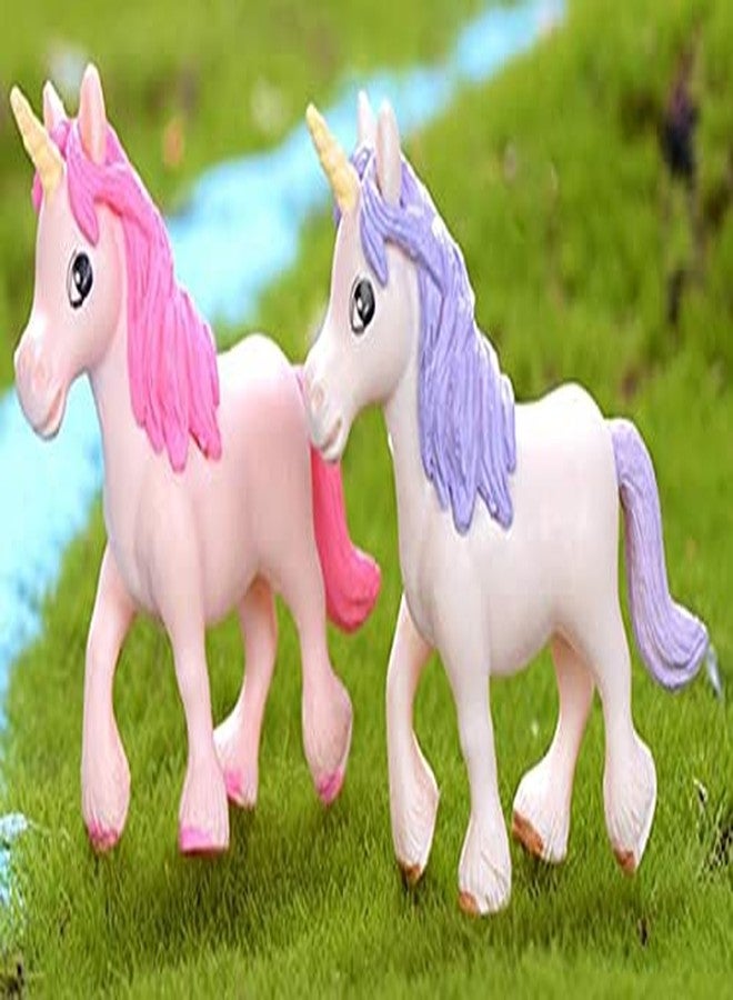 بينديا مجموعة 4 قطع من تماثيل الخيول وحيد القرن المصغرة من بينديا، تماثيل حيوانات، زينة لحديقة الجنيات - Image 2